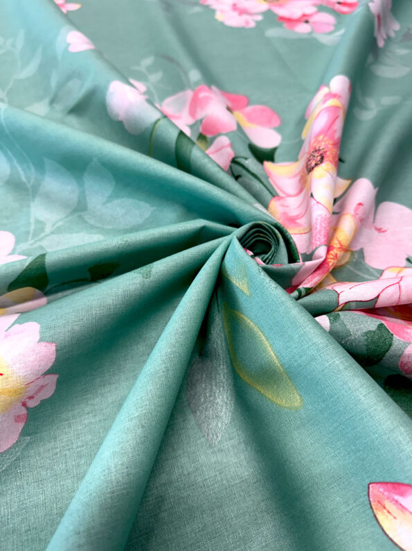 Voodilina 100% Puuvill 20-0087 GreenPink - Image 3