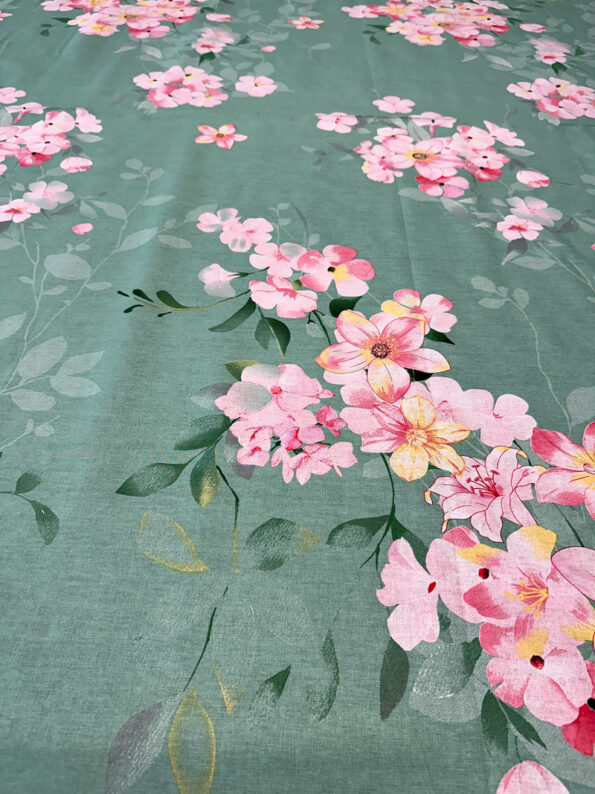 Voodilina 100% Puuvill 20-0087 GreenPink - Image 2
