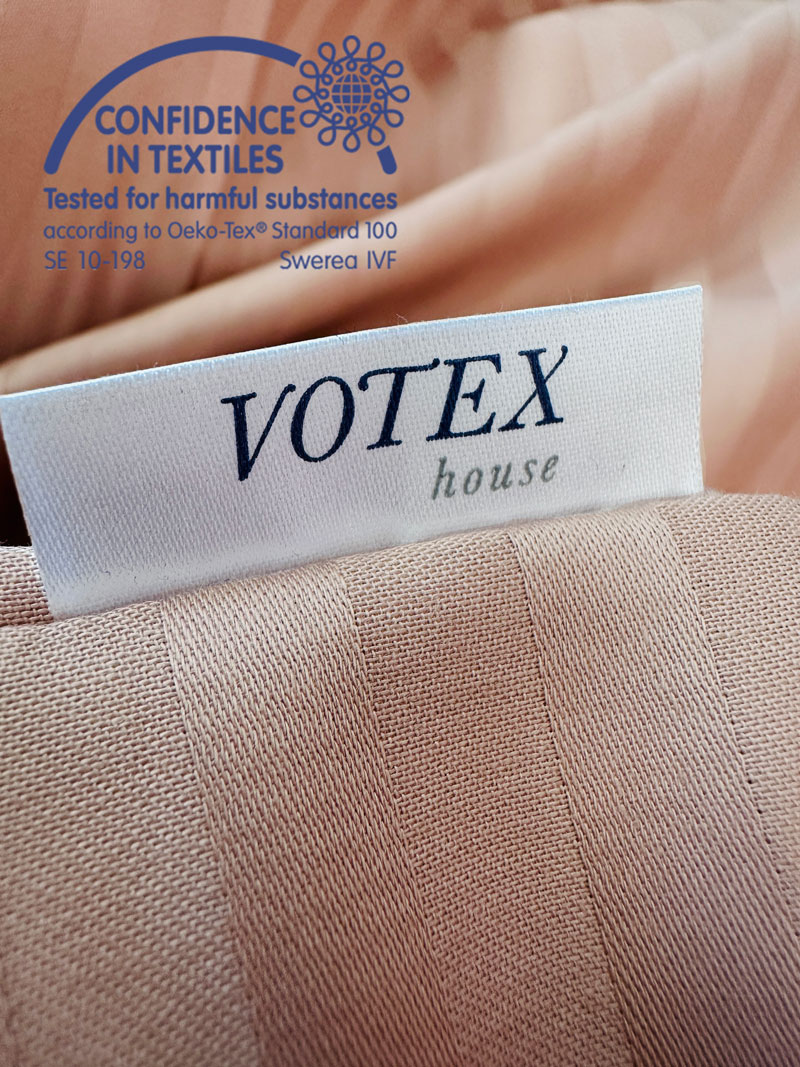 Voodipesukomplekt puuvillasatiin Triipsatiin Almond - Image 4