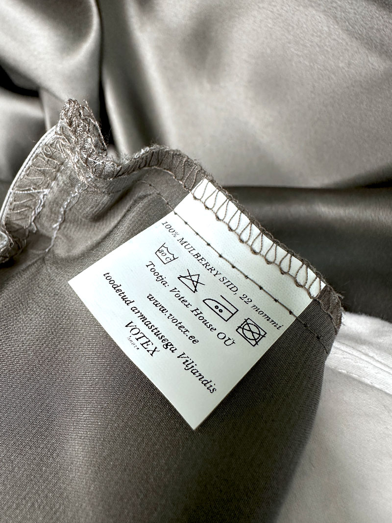 Voodilina 100% Mulberry siid Taupe - Image 6